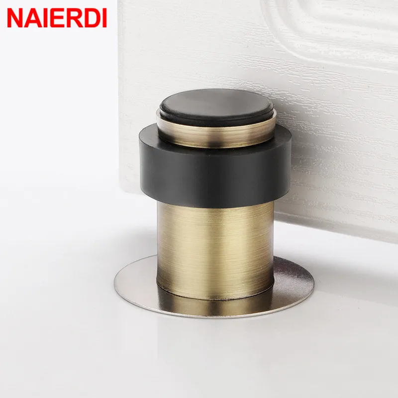 Naierdi-trava de porta de aço inoxidável, protetor de parede anticolisão para porta, almofada protetora de borracha, resistente