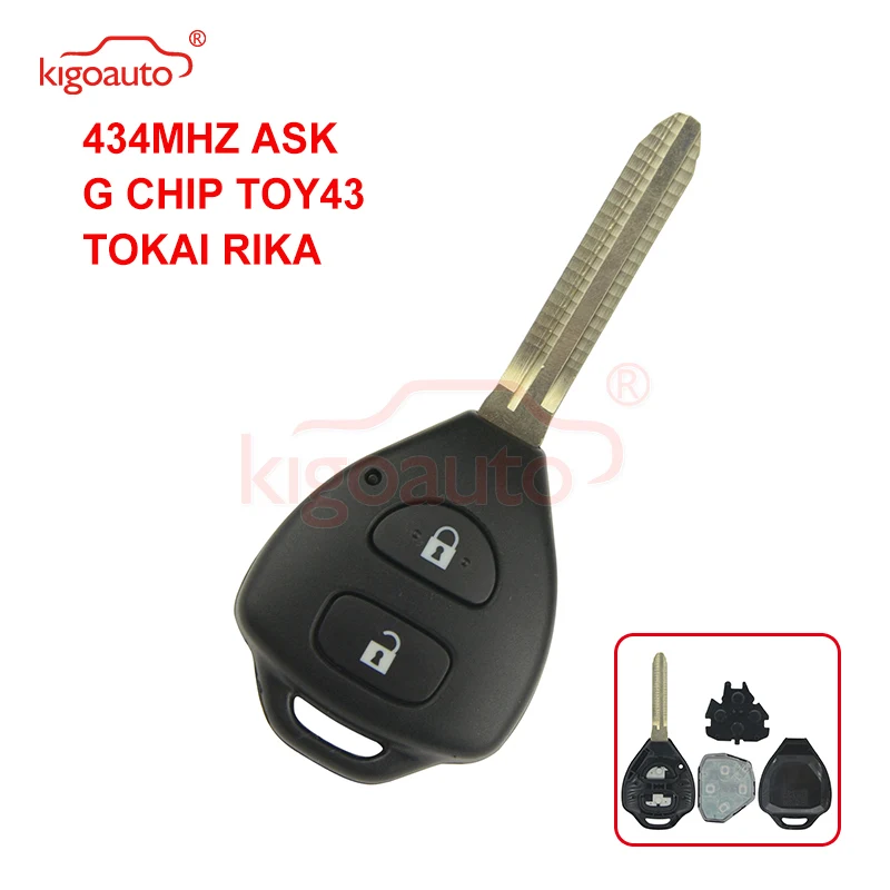 

Kigoauto TOKAI RIKA дистанционный ключ, 2 кнопки TOY43 434 МГц для Toyota HILUX 434 МГц G чип