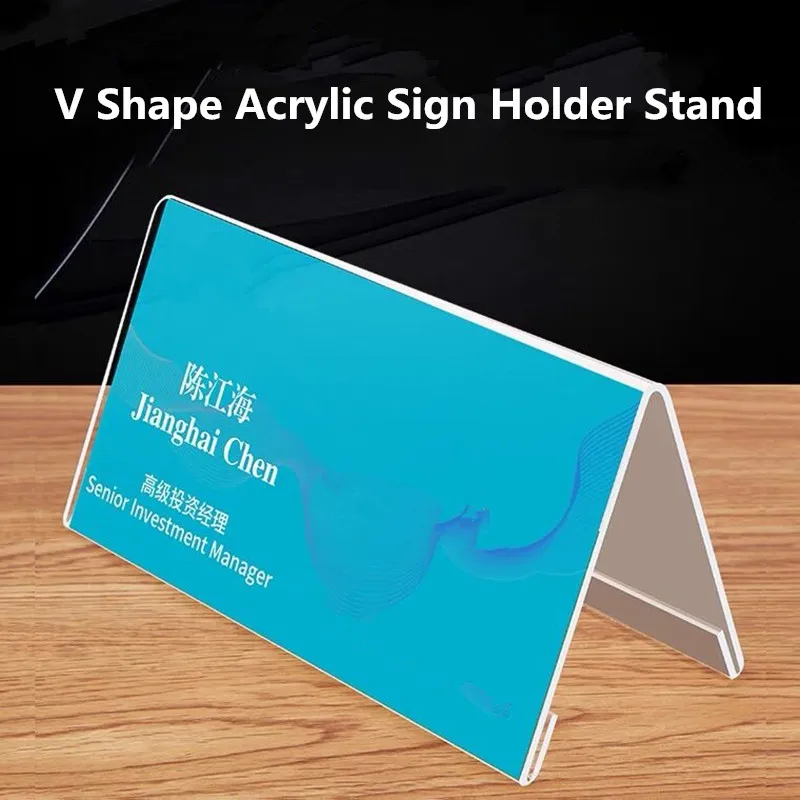 Double Side Acrylic Sign Holder, Wedding Table Number Name Card Stand, Preço Label Sign Display Stand, 90x60mm, 10 Pcs