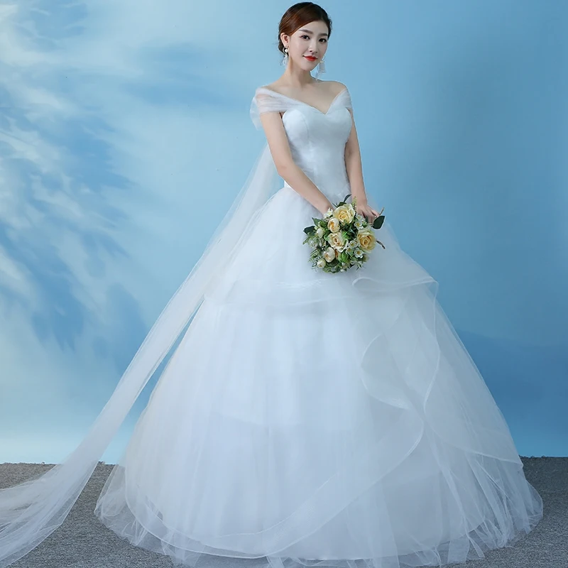 

Bride Wedding Dress Style Shoulder Princess Light Wedding Dresses Ball Gowns Bridal Lace Up Dress