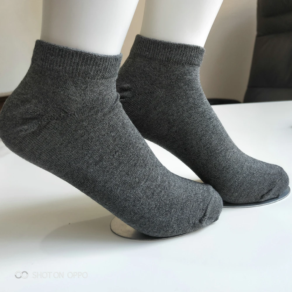 

6 Pairs Silver Cotton Socks Fashion Casual Crew Socks Anti-Bacterial Deodorant Autumn Winter Men's Socks