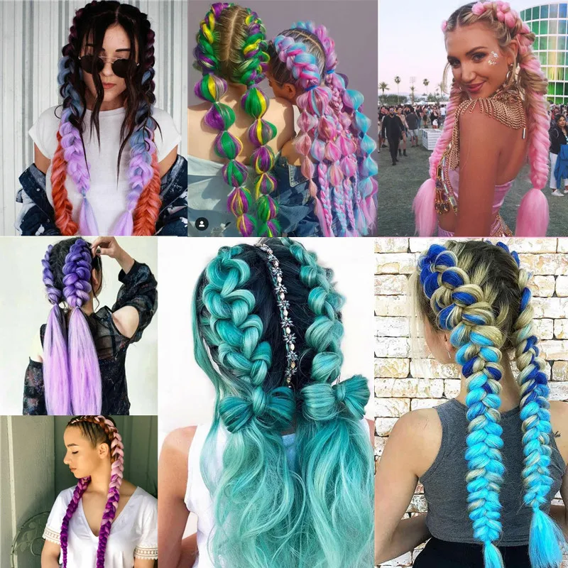 Full Ngôi Sao Ombre Bện Làm Tóc 1 Gói 24 "100G Jumbo Viền Tổng Hợp Áo Croptop Thắt Bím Tóc Dài Màu Nâu dreads Dành Cho Nữ