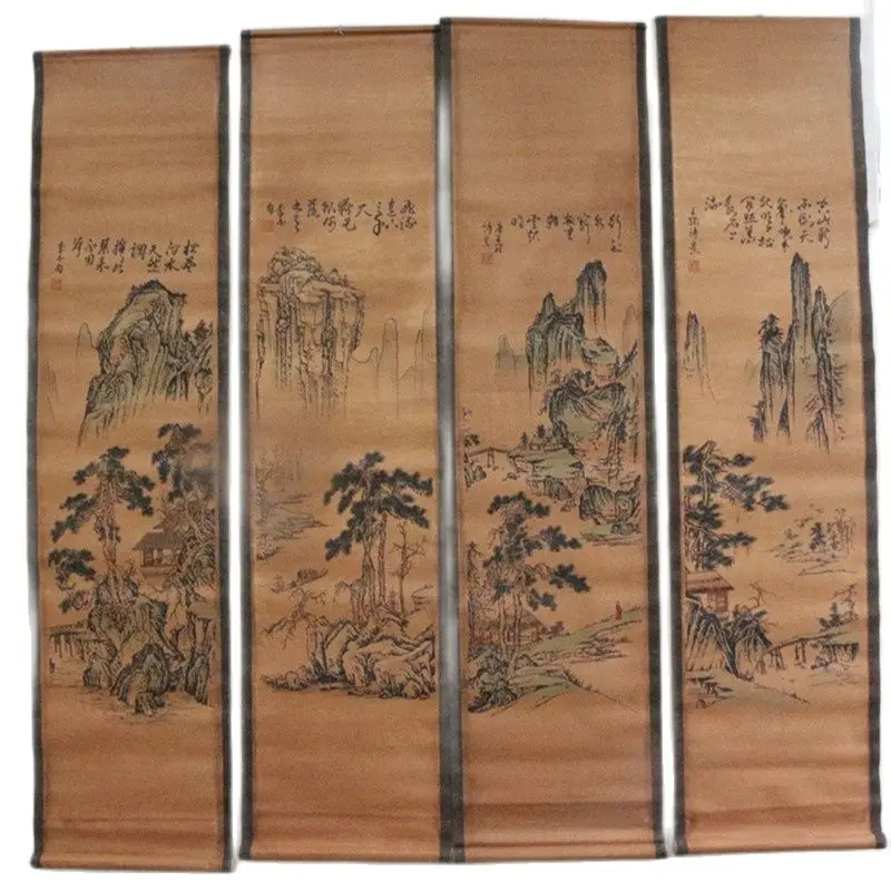 China calligraphy Paintings Scrolls Old Chinese Painting SCROLL FOUR SCREEN Painting Water And Water Landscape Painting