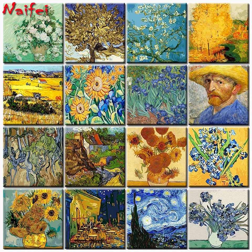 Van Gogh słynna sztuka kwiaty na płótnie diamentowym krzyżem zestaw do szycia Iris słonecznik dekoracje pełne wiertło haft mozaika do dekoracji domu