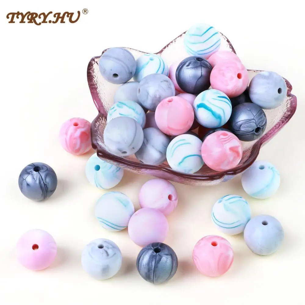 

200pcs 15mm Round Silicone Beads BPA Free Material for DIY Baby Teething Beads Necklace Toy Gift Food Grade Baby Teether