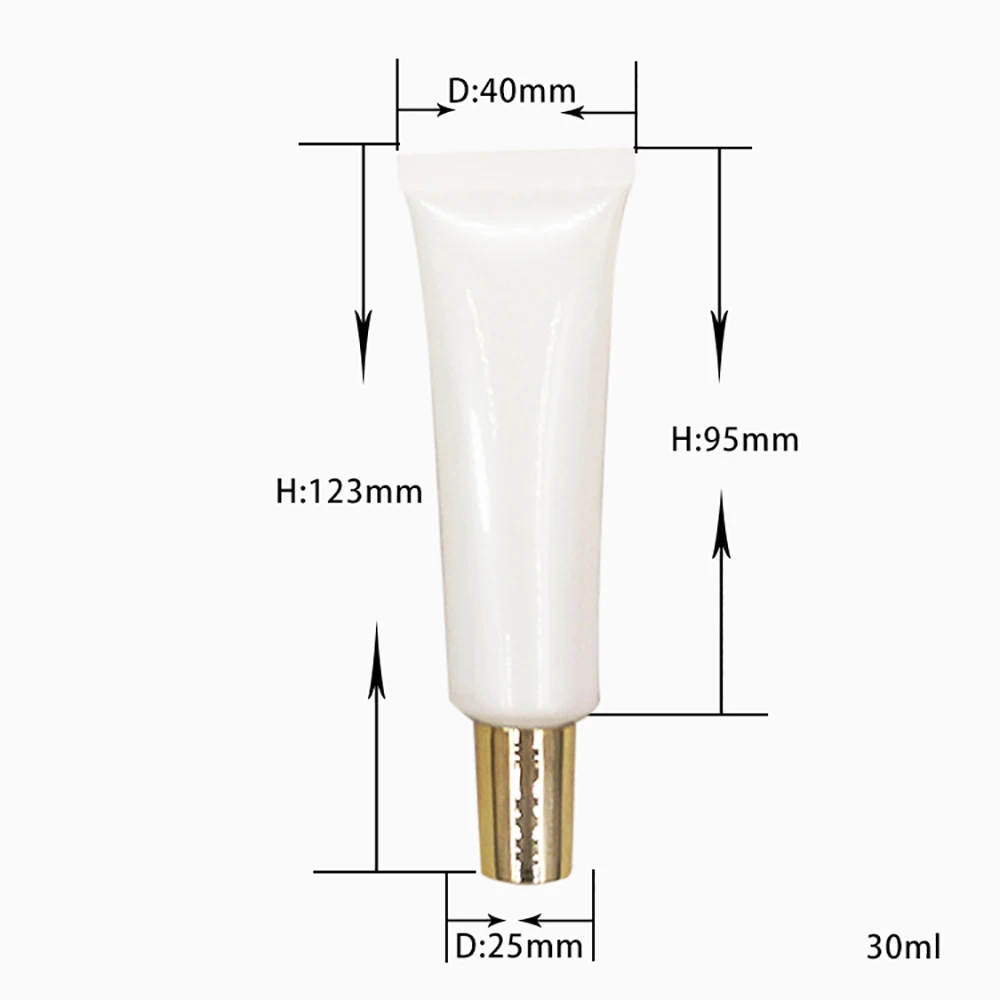 Hot Sale White 100pcs 30ml Soft Tube with Gold Lid,Hotel Cosmetic Tube