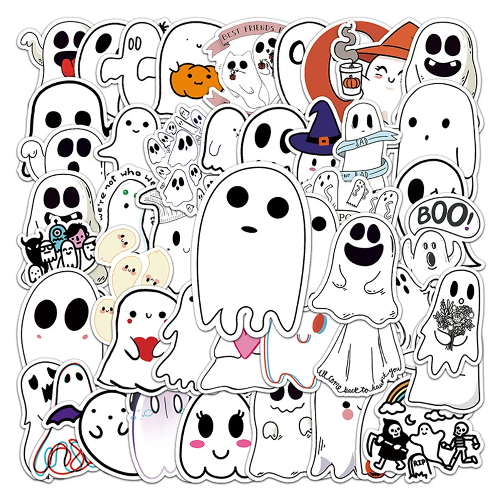 50pcs Spirit Ghost Stickers For Notebooks Stationery Scrapbook Kscraft Cute Sticker Vintage Scrapbooking Material Craft Supplies