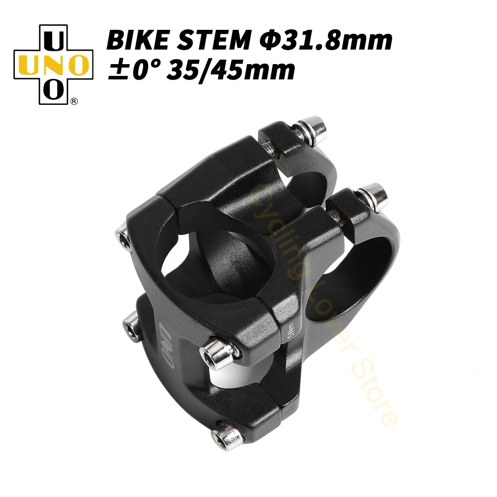 UNO Bicycle Handlebar Stem 0 Degree MTB Power 31.8mm Mountain Bike Stem 35/45mm Ultralight Kalloy UNO Bicycle Pieces