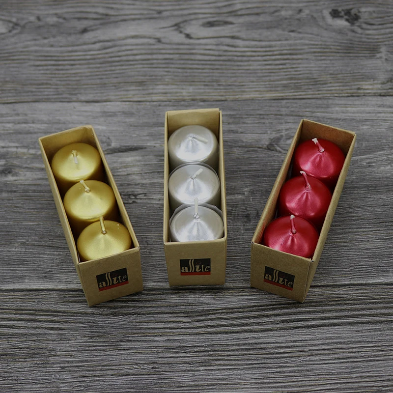 Diameter 3.5cm Small Red Column 1 Box 3 Wedding Romantic Festival Plated Candles Home Decoration Decoration Holiday Hand Gift