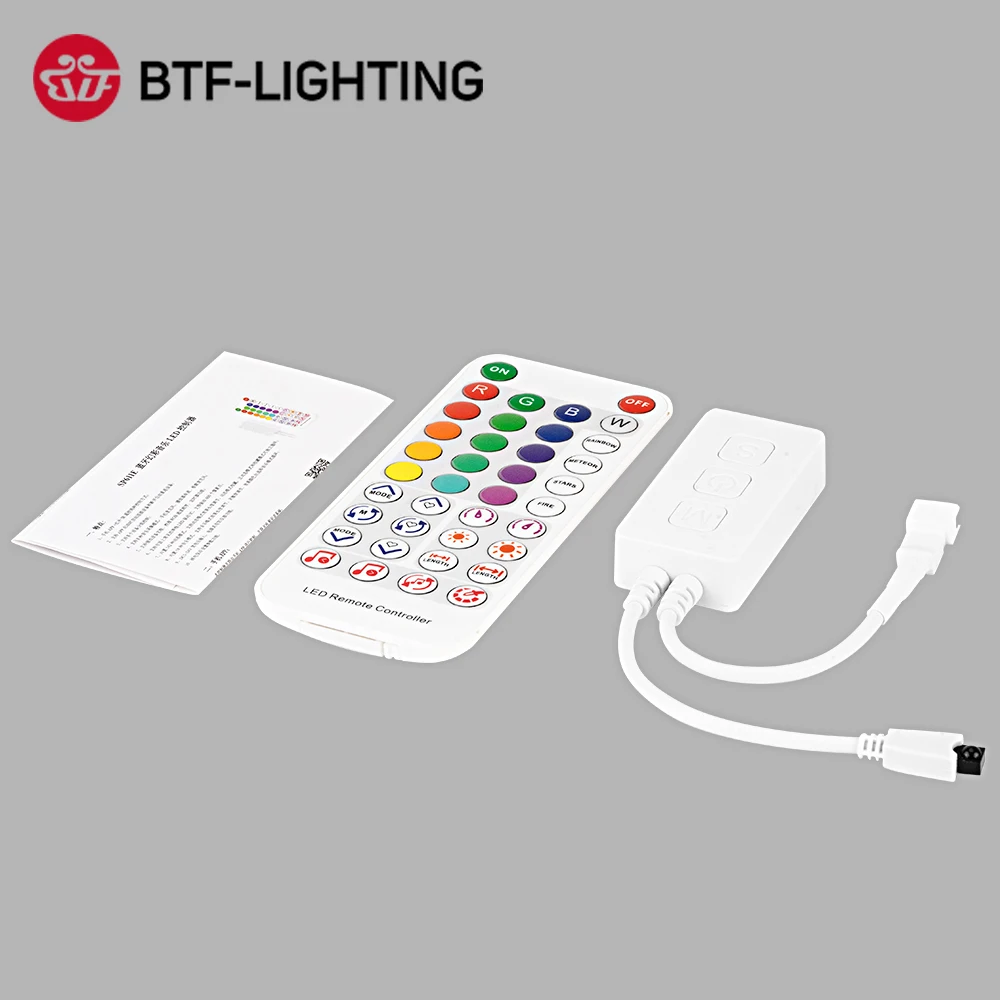 WS2811 WS2812B Pixels Controller Muziek Bluetooth-app IR38-toetsen Ingebouwde microfoon WS2812 SK6812 RGBW FCOB RGB IC Adresseerbaar 5V-24V