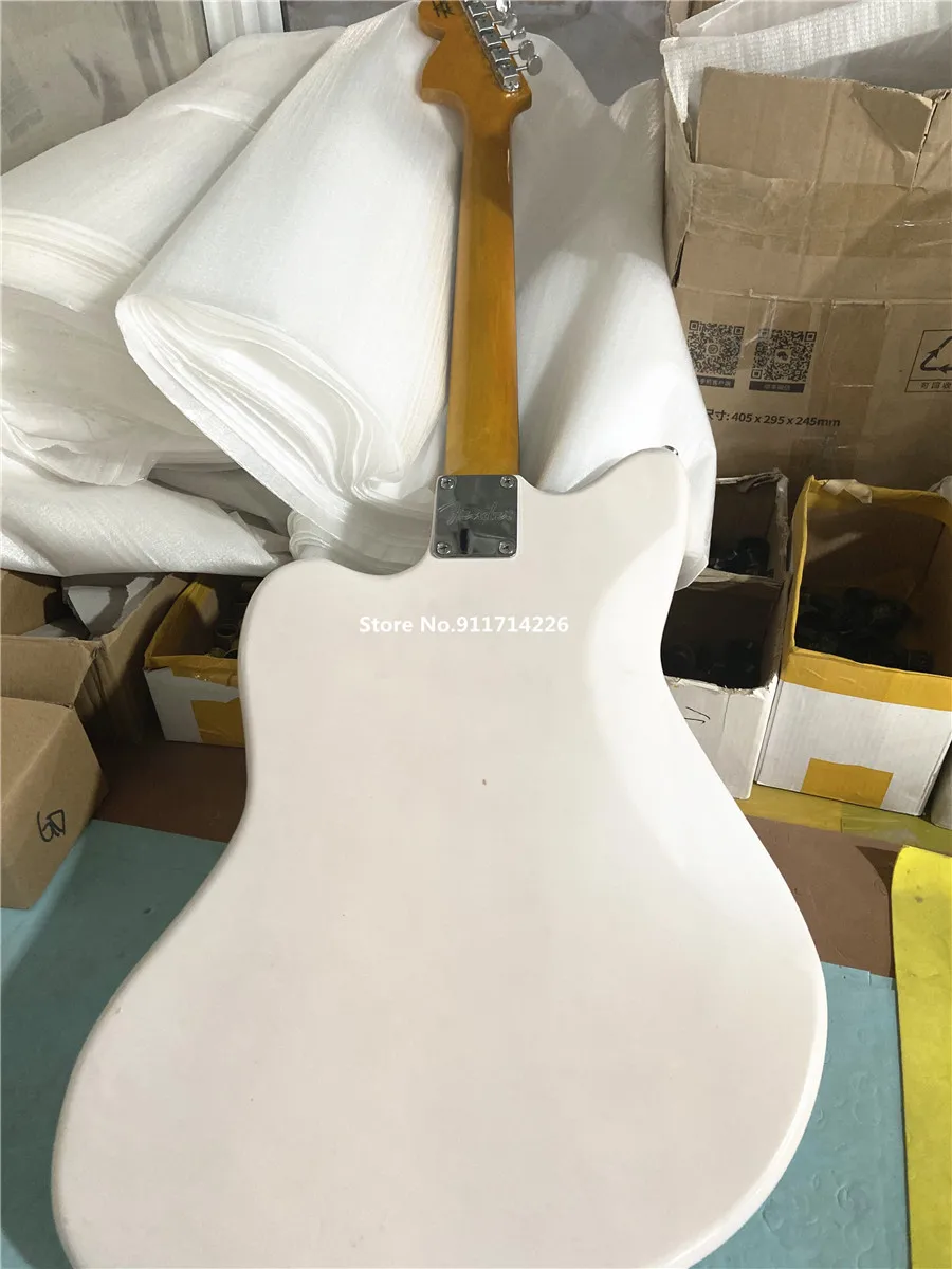 Inheriting classic retro transparent white master jazz electric guitar can be customized free shipping