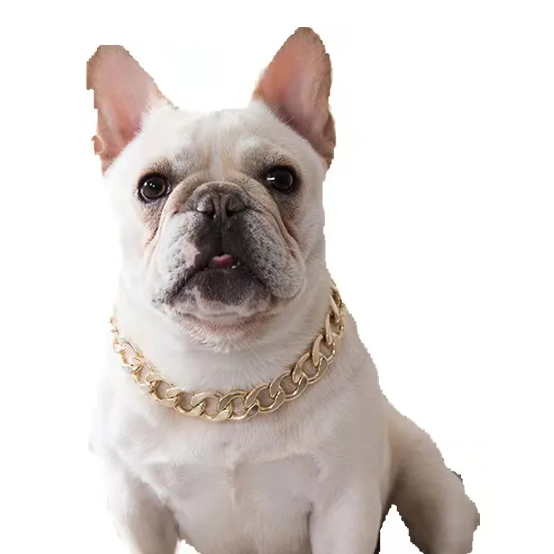 Pet Necklace Fighting Teddy Pug Dog Bully Gold Chain Necklace Small Medium-sized Dogs Collar Jewelry Dressing Accessories