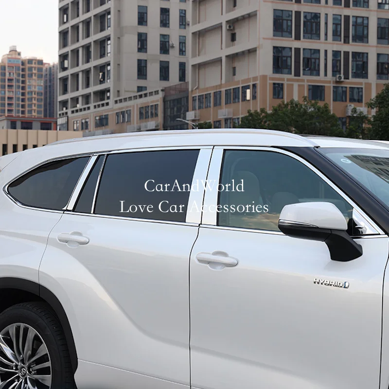 

Нержавеющая сталь, верхняя оконная центральная накладка на колонну автомобиля, устойчивая к царапинам крышка стойки стойки для Toyota Highlander Kluger 2022-2025, аксессуар