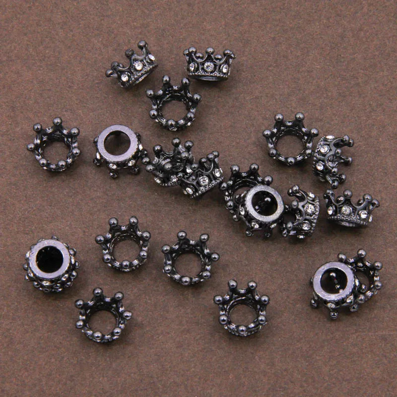 8pcs 12*14MM Gun black Color Alloy The queen crown Bead Loose Beads Spacer Beads Needlework Beads For Jewelry Making