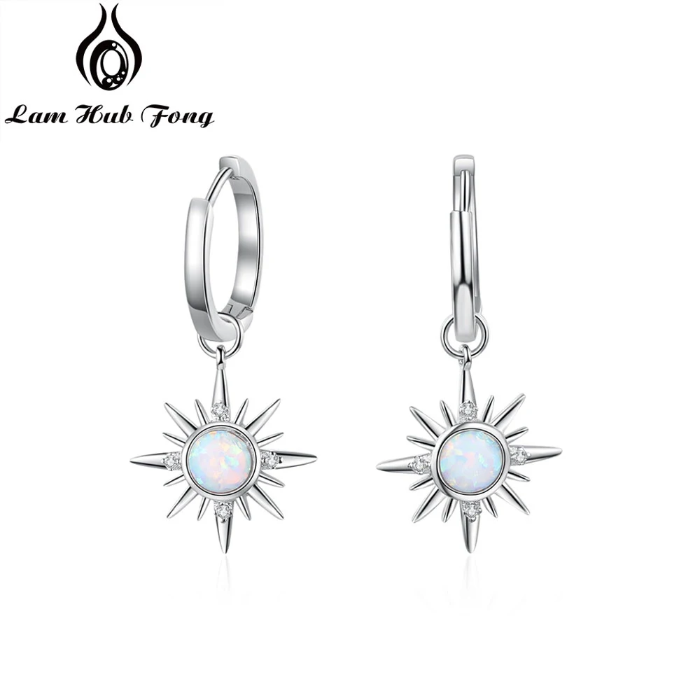 Silver Color Sun Hoop Earrings Opal Women's Earrings with Charm Clear CZ Wedding Earrings Fashion Jewelry for Women 2021 Trend