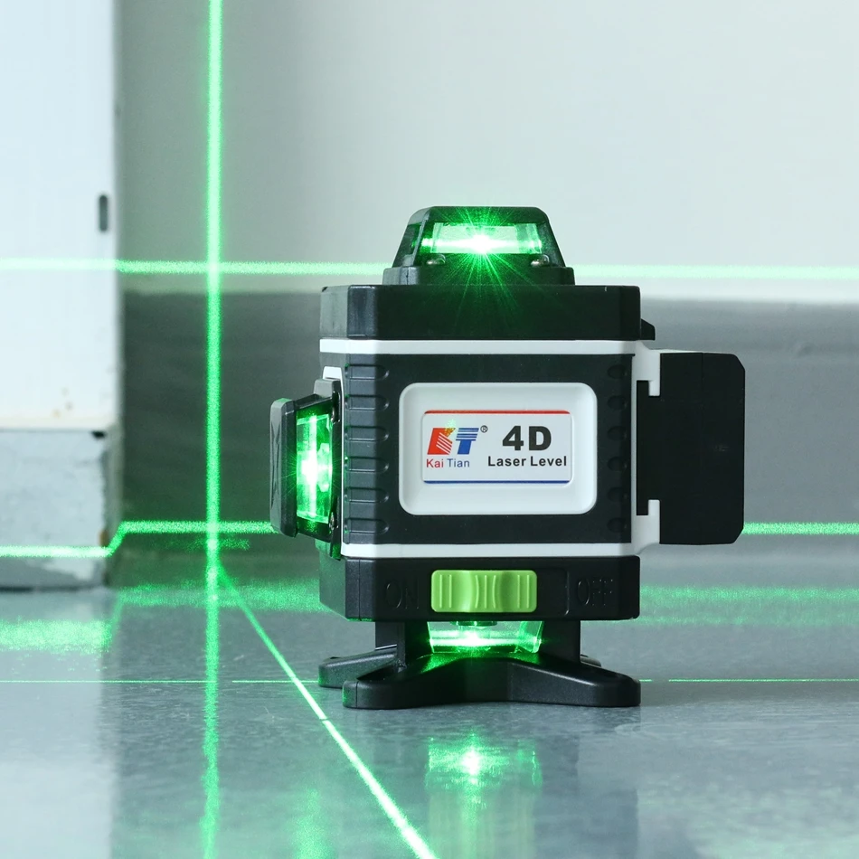 Kaitian 360 Laser Level Tripod Green Beam Cross 16 Lines 4D Battery Self-Leveling Vertical&Horizontal Nivel Laser Level Receiver