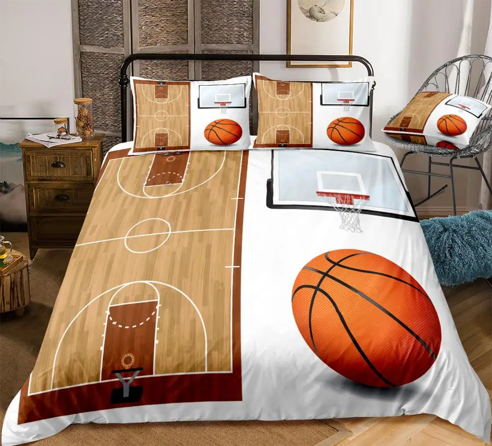 Basketball Bedding Set Sport Duvet Cover Set for Boys Cartoon Quilt Cover Kids Bedclothes White Home textiles