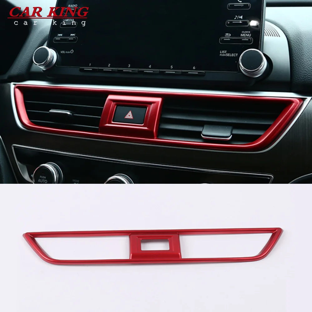 

ABS Matte/Red/Carbon Fiber Car Console Middle Air Outlet Trim For Honda Accord 10th 2018 2019 2020 2021 Auto styling Accessories