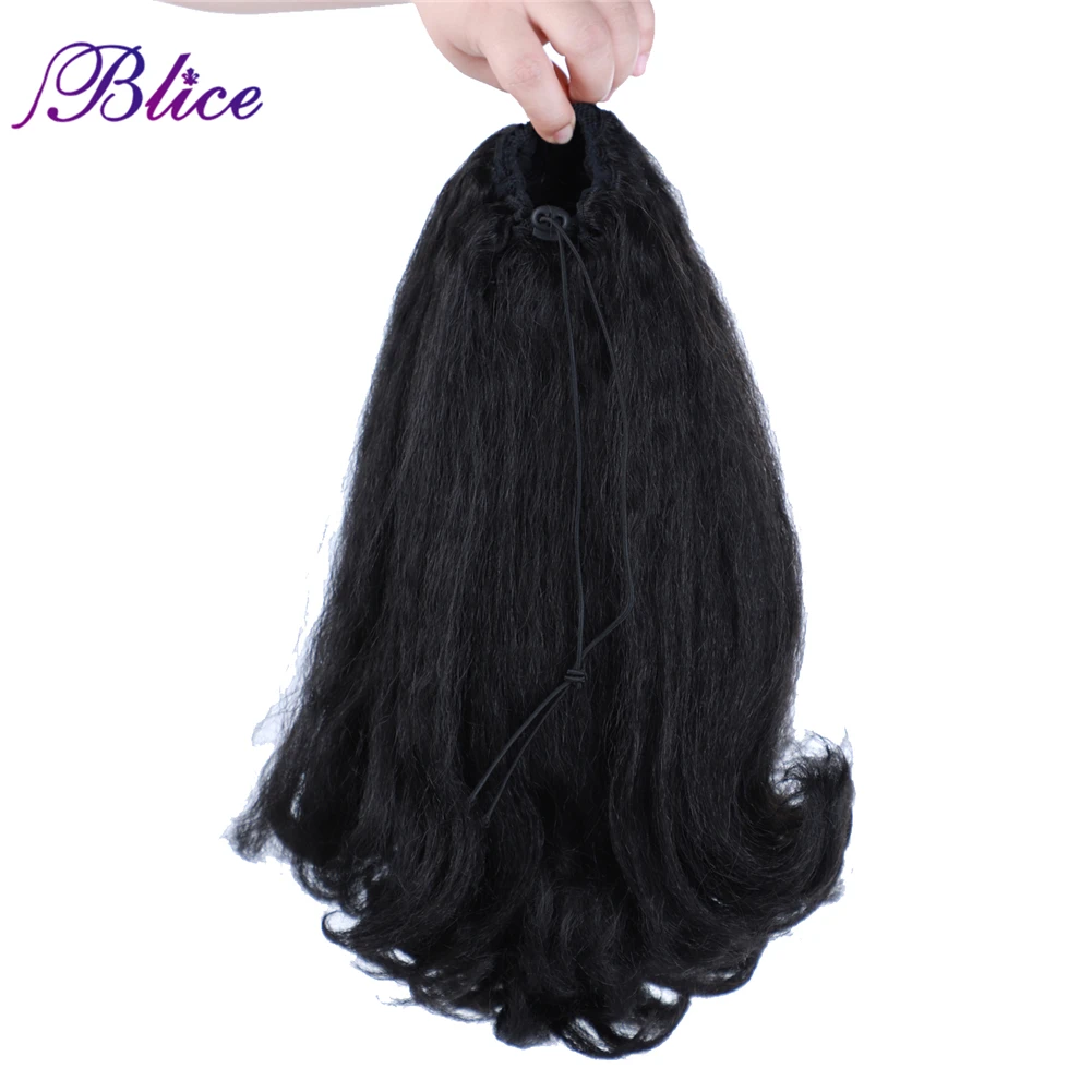 Blice Synthetic Drawstring Ponytail Hair Pieces Ponytail Kinky Straight Hair Extensions Kanekalon Hair With Combs Warp Ponytail
