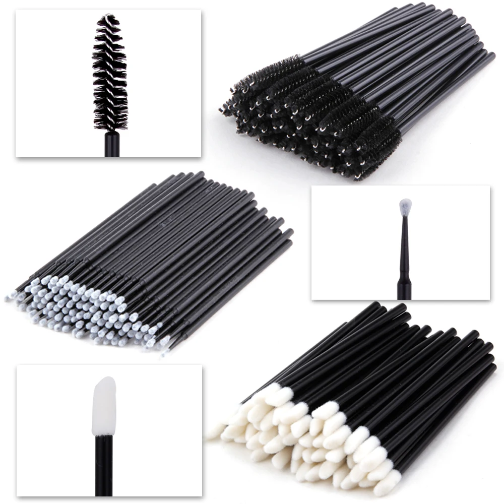 200Pcs Eyelash Brush Microbrush Spoolie Disposable Cotton Swab Lip Eyebrow Brush Mascara Wand Applicator Lashes Cosmetic Tools