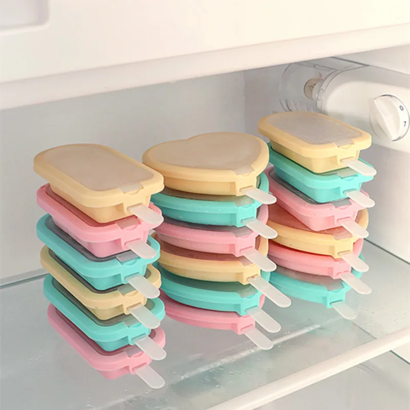 

Ahdiha 3PCS Food Silicone Ice Cream Mold Frozen Ice Cubes DIY Homemade Heart Shaped Mold Popsicle Maker Summer Kids Food
