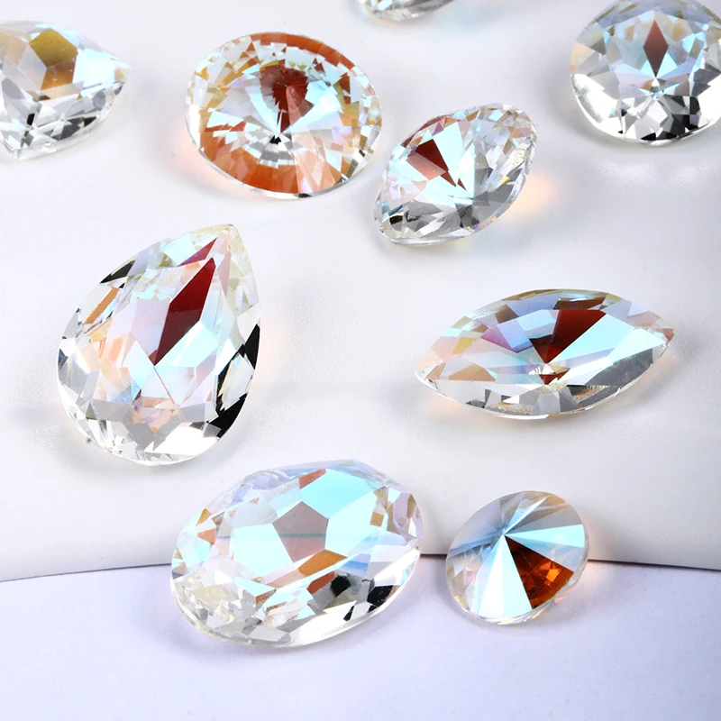 Astrobox AAAA 10pcs Rhinestone Crystal Shimmer Pointback Strass Crystal Stones Jewelry Sew On Dress Crafts Decorations Christmas