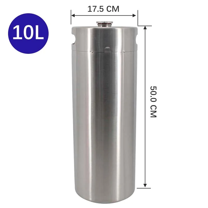 Mini Keg 10L Stainless Steel Screw Cap Single Wall Portable Ball Lock Spear Works Craft Beverage Kombucha Nitro Coffee Seltzer