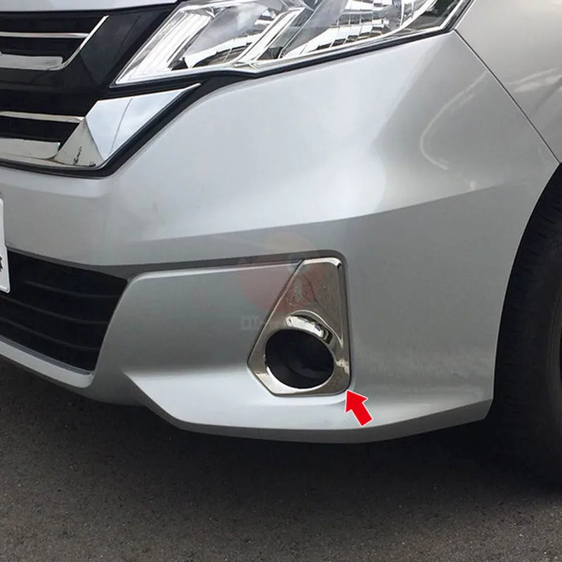 2pcs Fog Lamp Cover for Nissan Serena C27 SUS304 Protection Auto Exterior Stickers Trims