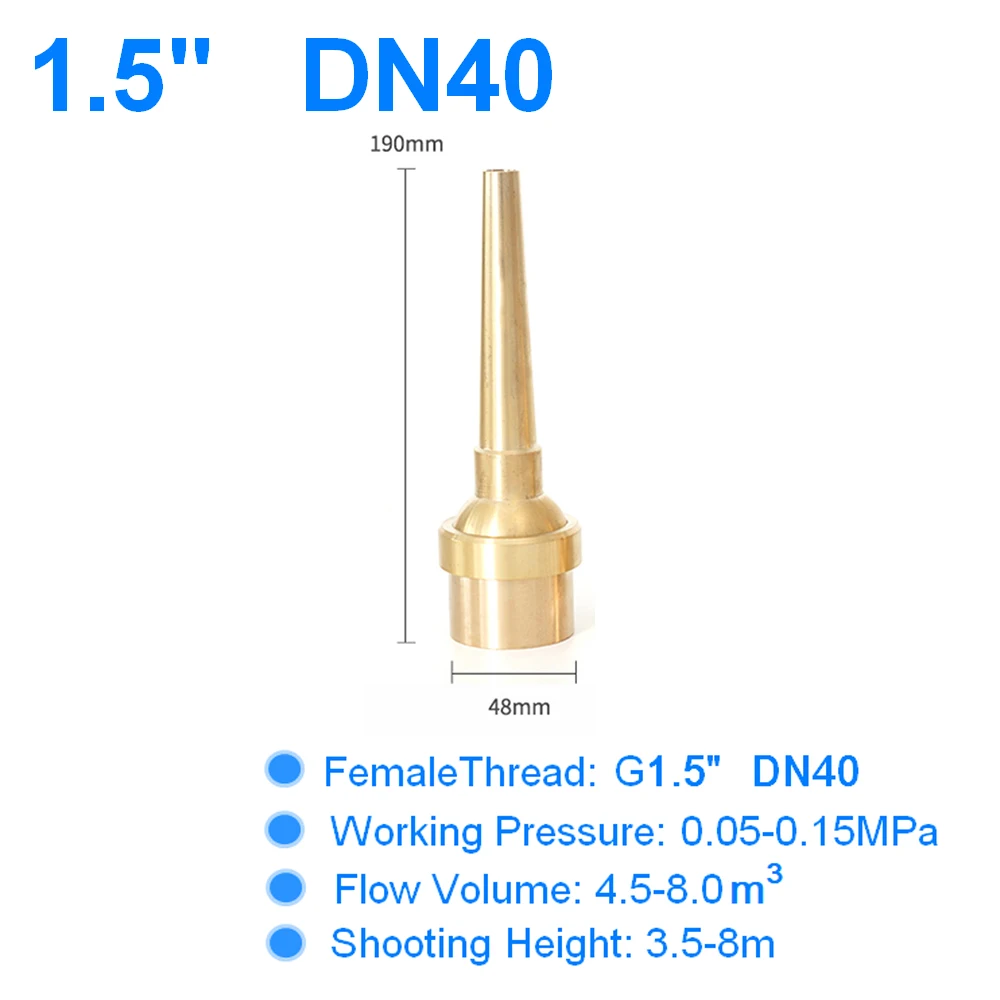 

Adjustable Fountain Nozzles Female Thread G1/2" 3/4" 1.0" 1.5" Brass Decorative Water Fountains Head Garden Water Jet Pond