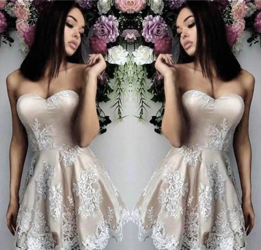 

2019 Cheap Arabic Short Cocktail Dress A Line Sweetheart Juniors Sweet 15 Graduation Party Dress Plus Size