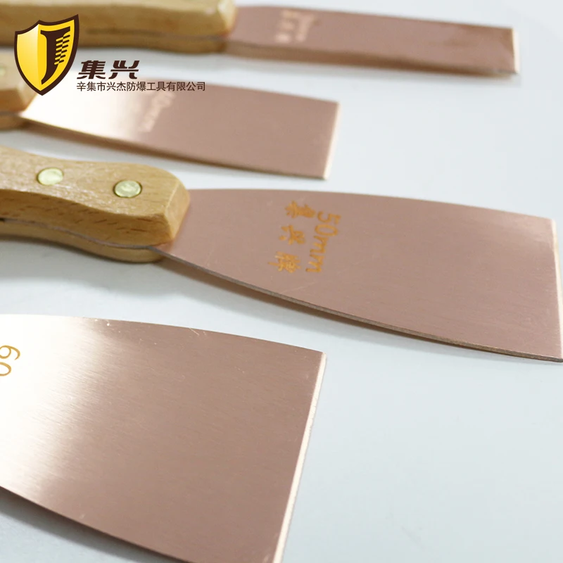 Red Copper Non sparking Putty Knife with wooden handle, Tool for Cleaning,