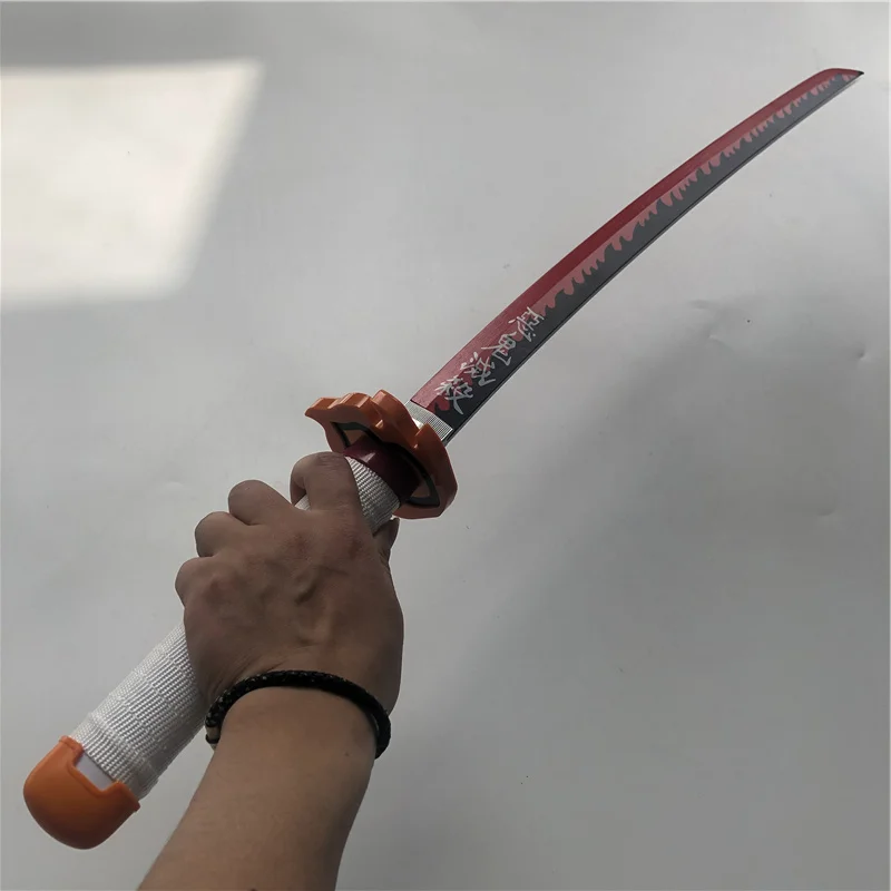 1:1 Anime Kimetsu Không Yaiba Thanh Kiếm Vũ Khí Demon Slayer Rengoku Kyoujurou Cosplay Thanh Kiếm Ninja Dao Gỗ Đồ Chơi 80Cm