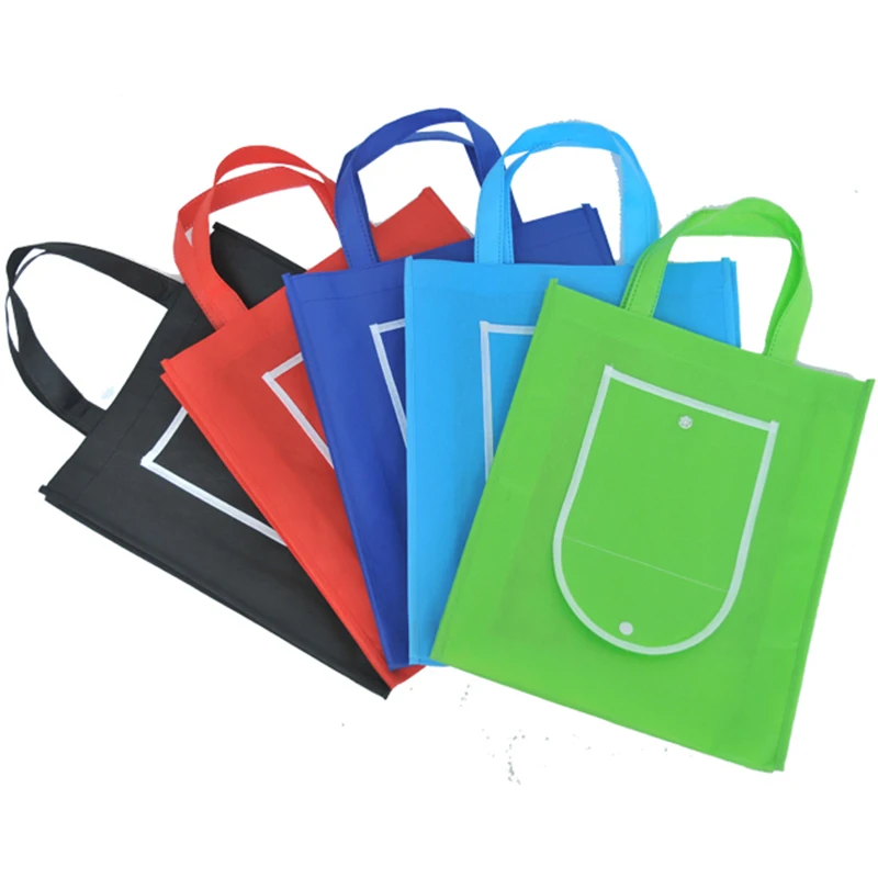 20pcs New Reusable Non Woven Shopping Bag Solid Color Foldable Grocery Convenient Tote Eco-friendly Storage Handbag