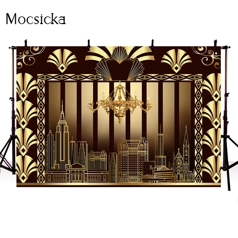 Mocsicka Photography Background Skyscraper Chandelier Decoration Props Portrait Photo Backdrop Banner