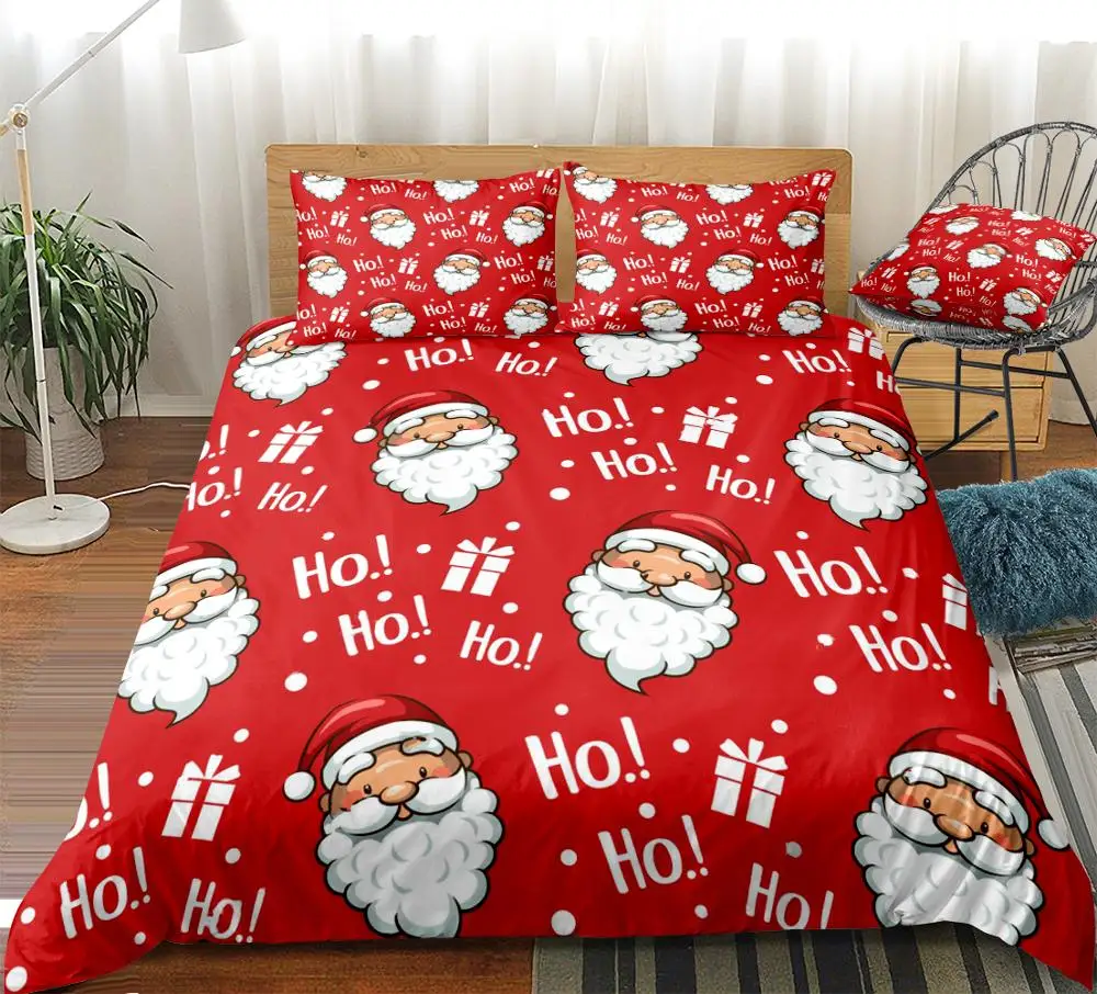 Christmas Duvet Cover Set Christmas Santa Claus Home Textiles Red Bedding Cartoon Santa Claus Quilt Cover Queen Kids Dropship