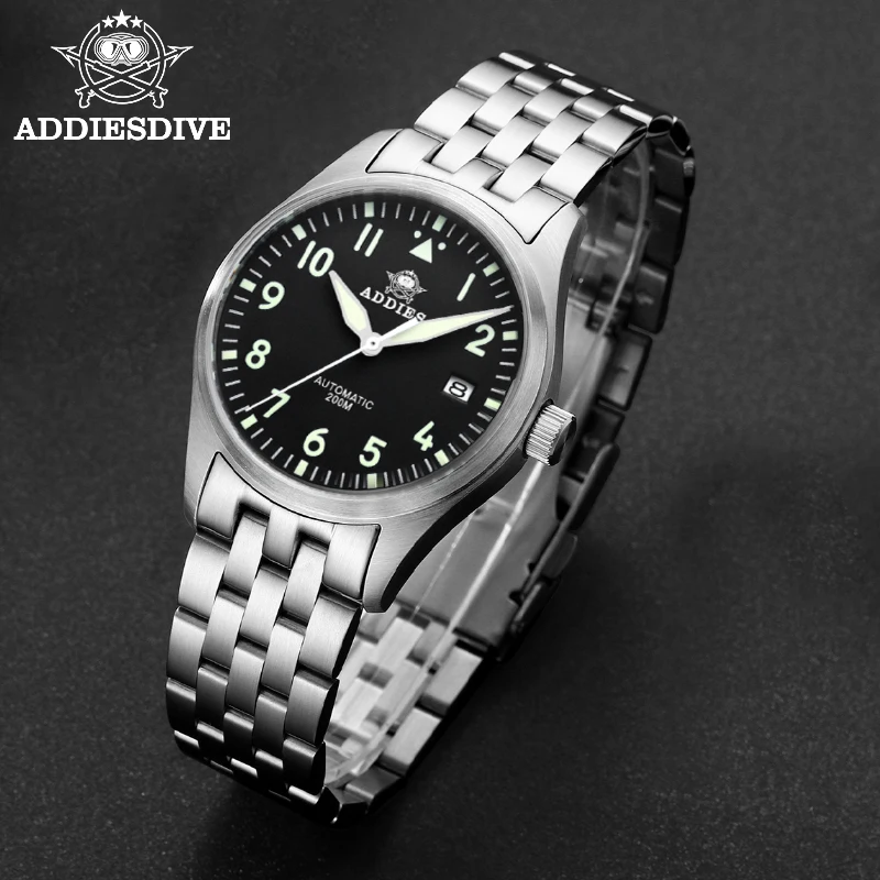 Addies-Reloj de buceo mecánico automático para hombre, cronógrafo luminoso C3, cristal de zafiro, 200m, NH35