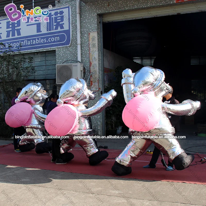 Ceiling hanging 2 meters high inflatable silver santa for event decoration / fancy santa with LED lighting balloons toys