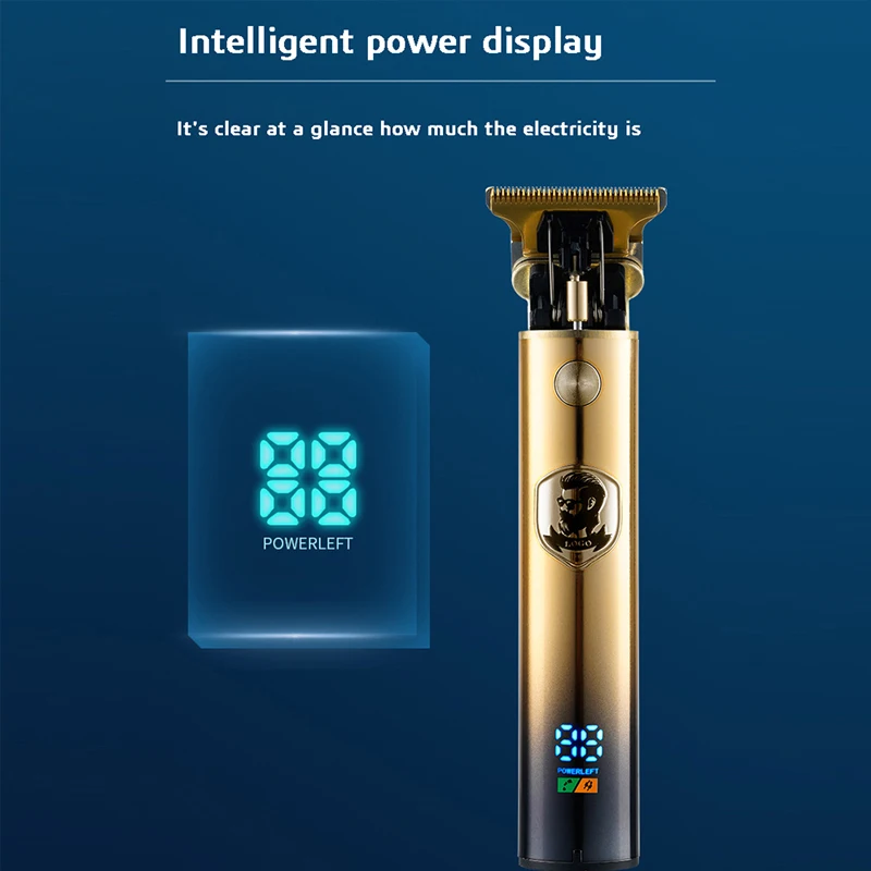 プロの男性用バリカン,LEDディスプレイ付き充電式バリカン,あごひげキット,理髪ツール,コードレス