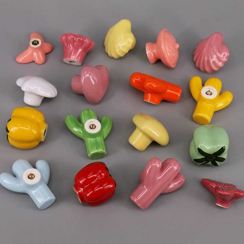 1x Lovely Ceramic Knobs Colorful Drawer Wardrobe Kitchen Cupboard Door Handle With Screw