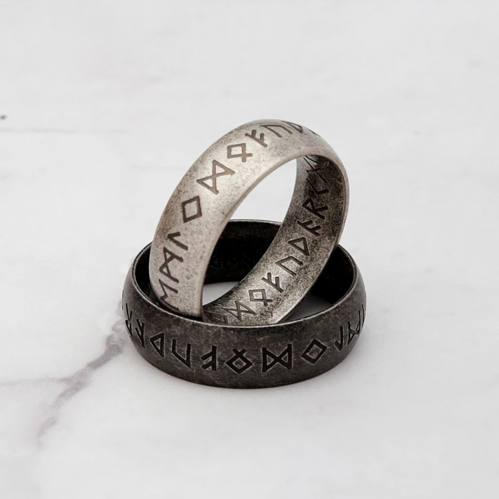 Anillo de runa vikinga Vintage clásico para hombre y mujer, joyería de acero inoxidable, amuleto nórdico de Odin Vikingo, regalo de pareja