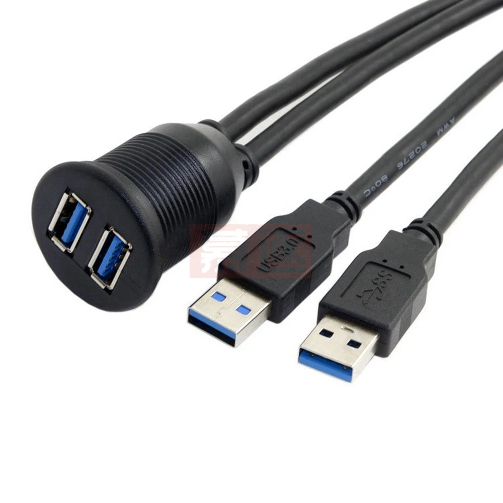 2 포트 듀얼 USB 3.0 남성 - USB 3.0 여성 AUX 플러시 마운트 자동차 마운트 확장