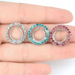 2PCS  Round CZ Fake Nipple Piering Clip On Nipple Ring Set Non Piercing Flower Fake Nipple Piercing jewelry Bulk