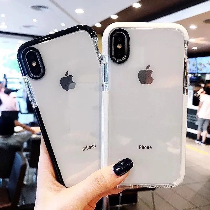 Fashion Transparent Phone Case For iPhone XS X Clear Silicone Cover Soft Coque