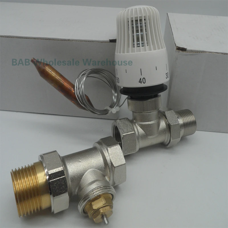 Brass 2 way Straight thermostatic radiator valve for heating system temperature controller valve energy save 30-70degree