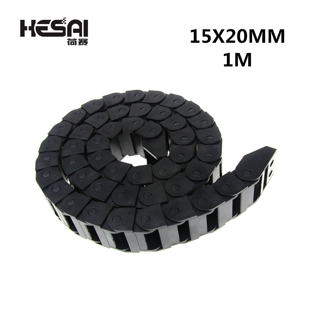 15x20mm 15*20mm L1000mm Cable Drag Chain Wire Carrier With End Connectors For CNC Router Machine Tools