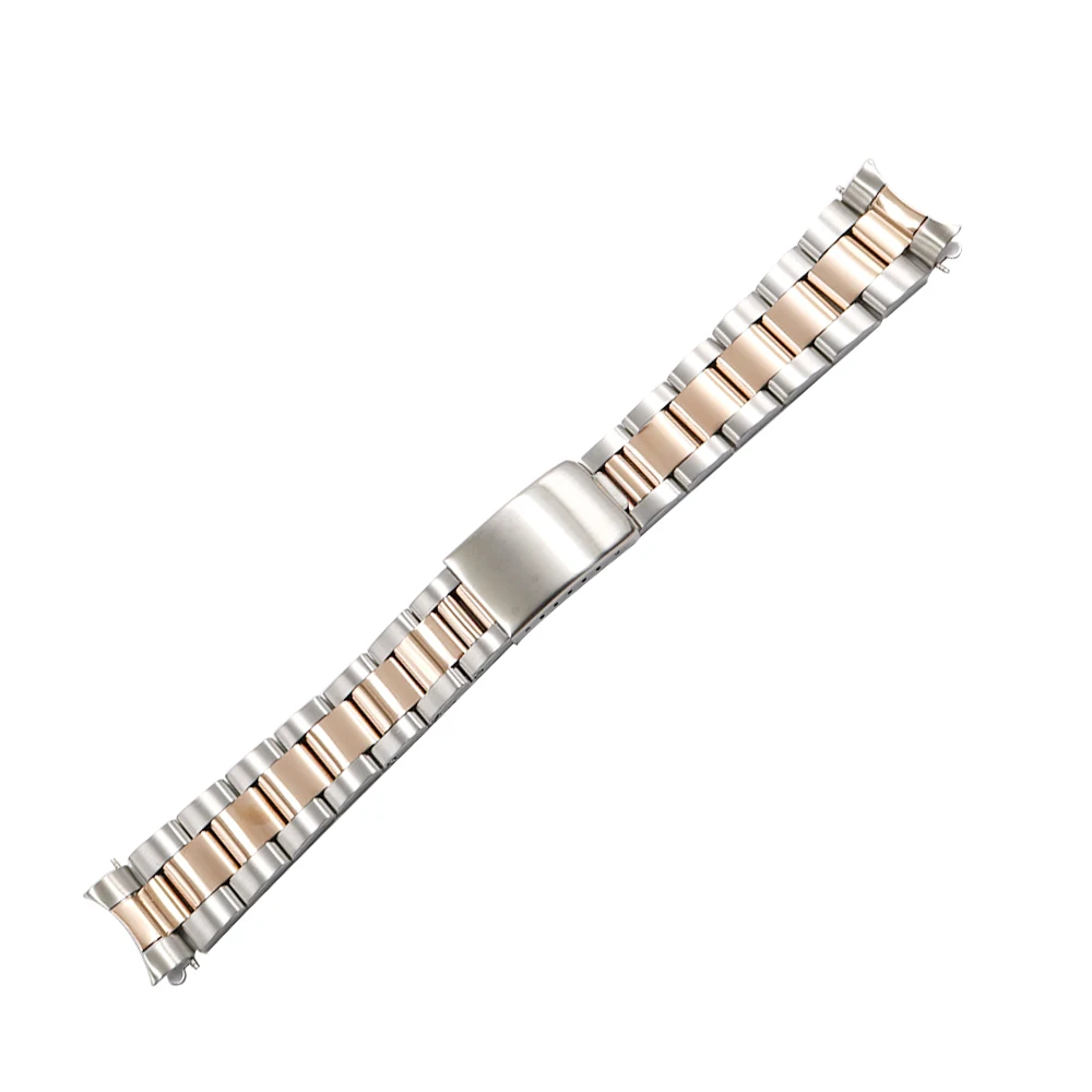 Pulseira para relógio CARLYWET, Pulseira Oyster para Datejust, aço inoxidável 316L, dois tons, ouro rosa e prata, 13mm, 17mm, 19mm, 20mm