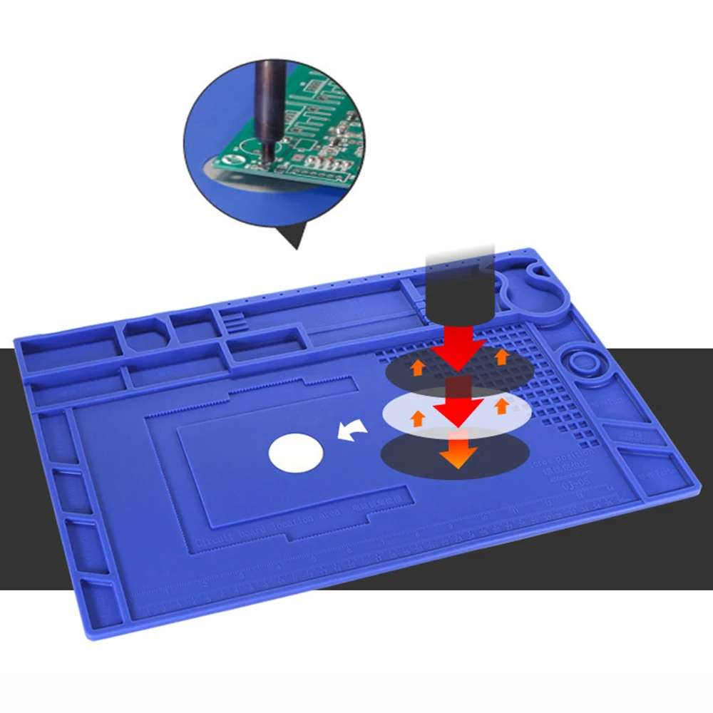 

Soldering Mat 500℃ Heat Resistant Silicone Work Mat, Multi-purpose Magnetic Electronics Repair Pad for Welding and Soldering