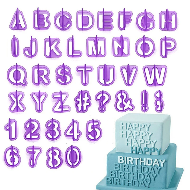 40 Pcs/set Alphabet Cake Molds Figure Plastic Letter Fondant Mold Cookie Cutter Number Cake Mould DIY Baking Decorating Tools