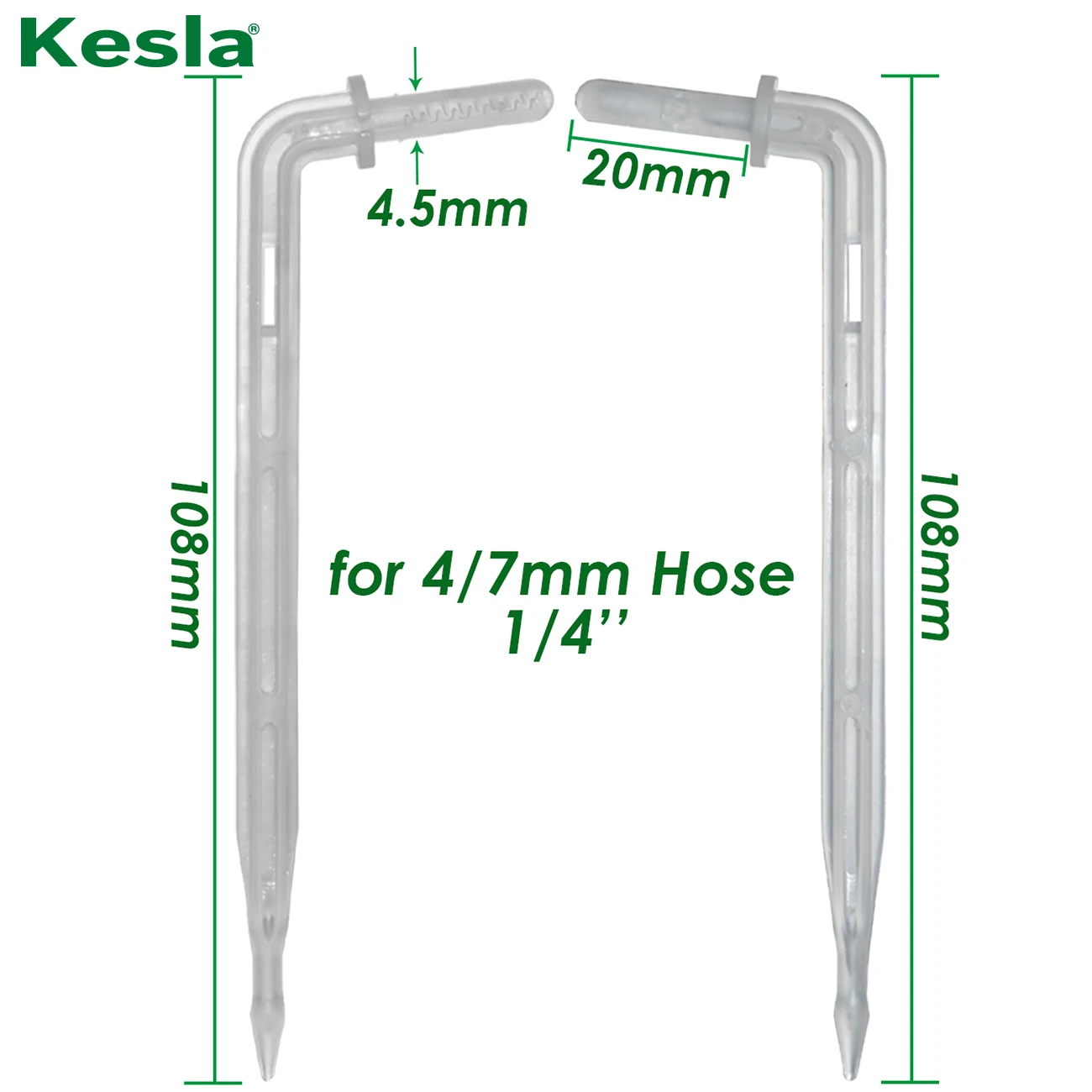 KESLA 100-500PCS Garden 4/7mm Transparent Bend Arrow Drip Dripper Emitter Plant Potted Irrigation Watering Sprinklers 1/4'' Hose