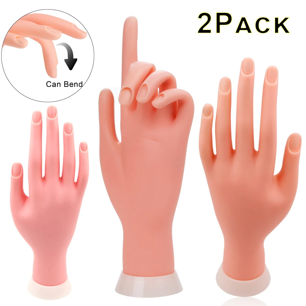 Soft Nail Art Practice Hand Movable Plastic Flectional Mannequin Flexible Model Training Display for Nail Art Manicure Tool